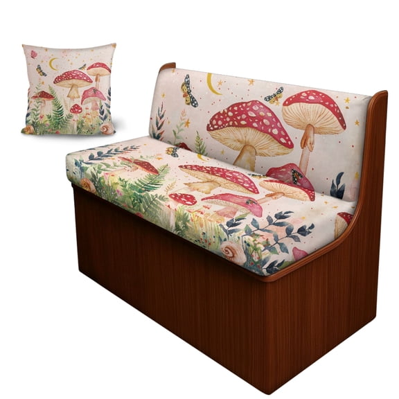 FOR U DESIGNS Butterfly Mushroom Print 3 Pcs RV Dinette Cushion Covers Stretch Camper Cushion Slipcover Sofa Furniture Protector Include 1 Backrest Cover 1 Bench Cover and 1 Pillowcase