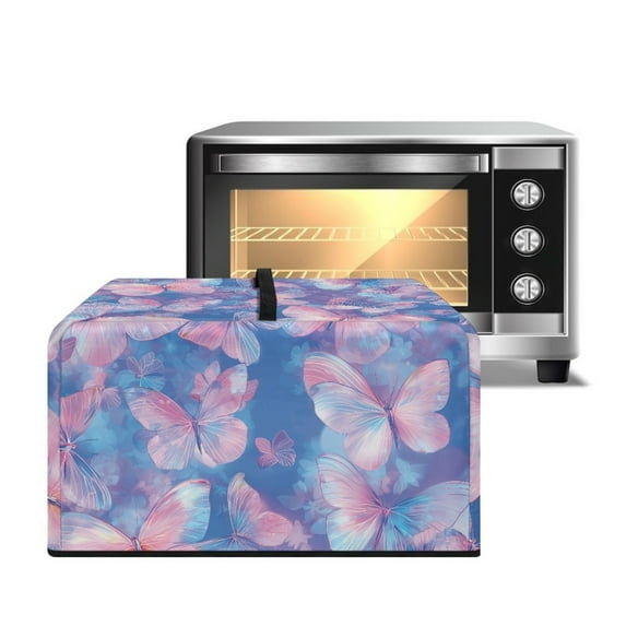 FOR U DESIGNS Butterfly Pink Blue Pattern Microwave Oven Cover Stain Resistant Microwave Dust Covers Cloth Foldable Protections for Toaster Oven, 18.25 x 14.5 x 11 inches-S