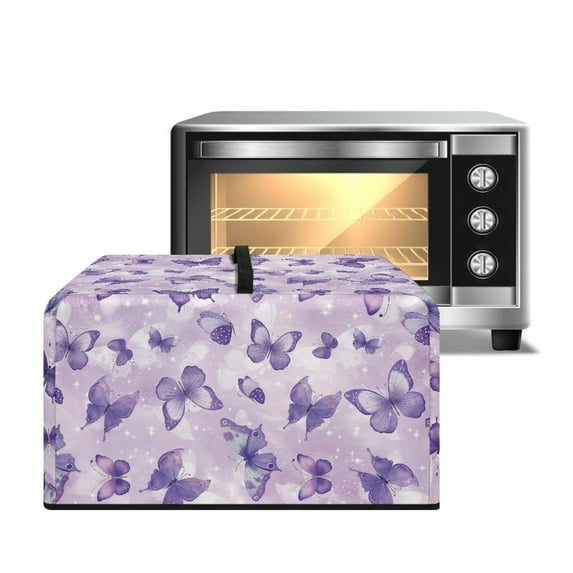 FOR U DESIGNS Butterfly Purple Pattern Microwave Oven Dust Cover Stain Resistant Lid for Air Fryer Toaster Oven Dust-Proof Kitchen Appliance Covers, 18.25 x 14.5 x 11 inches-S
