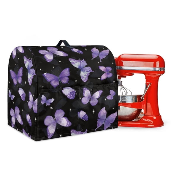 FOR U DESIGNS Butterfly Purple Stand Mixer Cover compatible with Kitchen Aid Mixer Portable Food Processor Covers Protector for Various Kitchen Appliance Accessories - L
