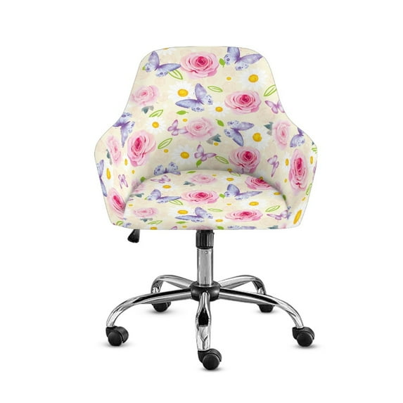 FOR U DESIGNS Butterfly Rose Pattern Dining Chair Slipcovers Stretch Leisure Arm Chair Protector Wear-Resistan Bar Stool Covers with Armrest, Home Decor Accessories