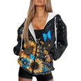 thumbnail image 1 of FOR U DESIGNS Butterfly Sunflower Hoodie Jacket for Women with Zipper Oversized Hoodies Size XL Lightweight Hooded Zip Up Sweatshirt Women Down-Shoulder Collar Sportswear, 1 of 7