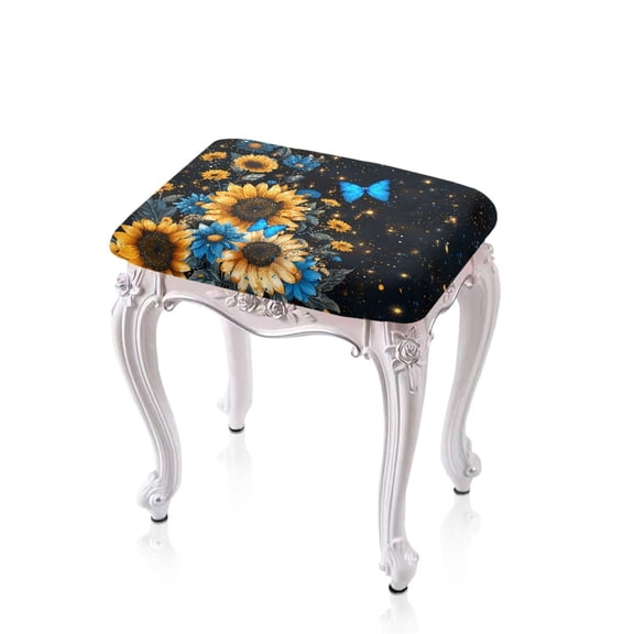 FOR U DESIGNS Butterfly Sunflower Star Pattern Stool Covers Rectangle 2 Pieces Anti-Dust Counter Bar Stools Cover Comfortable Vanity Stool Cover Bench Seat Protector Home Decor