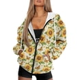 thumbnail image 1 of FOR U DESIGNS Butterfly Sunflower Zipper Hoodies for Women Oversized Hoodie Size M Activewear Tops for Women Long Sleeve Down-Shoulder Collar Hooded Sportswear Winter, 1 of 7