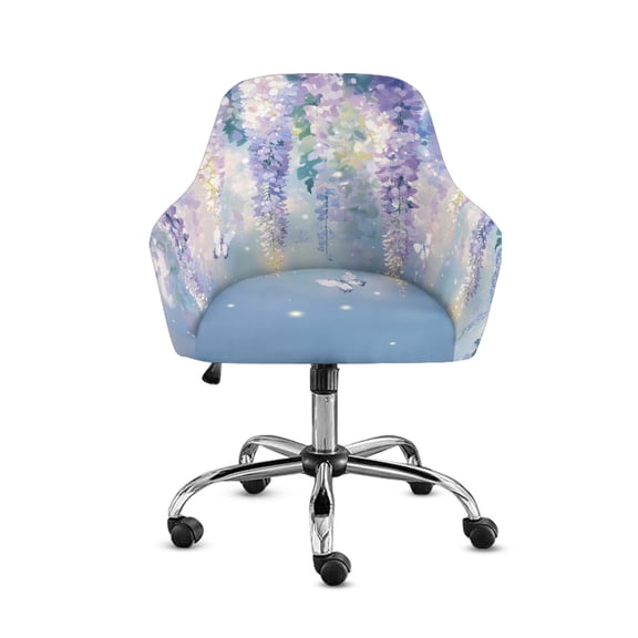 FOR U DESIGNS Butterfly Wisteria Print Dining Chair Slipcovers Waterproof Chair Seat Slipcovers Bar Stool Covers with Armrest, Sofa Chairs Cover Pads Furniture Protector