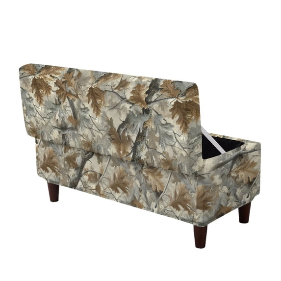 FOR U DESIGNS Camo Hunting Forest Print Ottoman Slipcover Stretch Flip-Top Storage Bench Cover Rectangle Foot Chest Cover Washable Non-Slip Stool Protector with Elastic Band for Dogs Pets