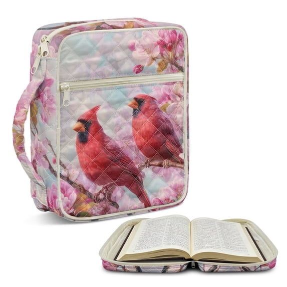 FOR U DESIGNS Cardinal Cherry Blossom Pattern Bible Cover for Women Men Multifunctional Church Bag Bible Protective Bag Handbag Christian Bible Accessories Christian Gifts