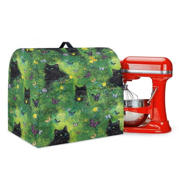 FOR U DESIGNS Cat Butterfly Green Kitchen Aid Mixer Cover Washable Kitchen Aid Covers for Stand Mixer with Pocket and Organizer Bag Dust Cover for Stand Mixer or Coffee Maker - L