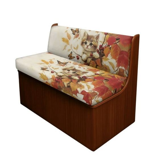 FOR U DESIGNS Cat Butterfly Leaf Print RV Dinette Cushion Covers Washable Sofa Furniture Protector Stretch RV Couch Cover Include 1 Backrest Covers and 1 Bench Covers