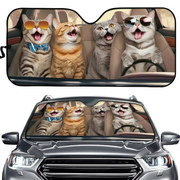 FOR U DESIGNS Cat Car Windshield Sunshade for SUV Truck Van Car Foldable Windshield Sun Shade Automobile Accessories Non-Slip Car Sun Shade Keeps Out UV Rays