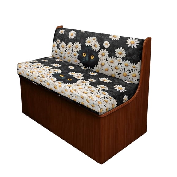 FOR U DESIGNS Cat Daisy Pattern 2 Pcs RV Dinette Cushion Covers Anti-Slip Camper Cushion Slipcover Washable RV Couch Cover Sofa Slipover for Travel Trailer Couch