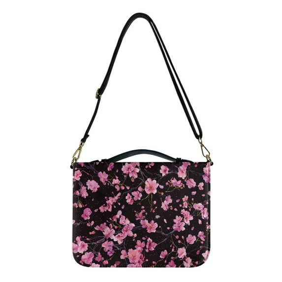 FOR U DESIGNS Cherry Blossom Bible Cover for Women Portable Sturdy Bible Protective Carrier Size XL with Adjustable Strap PU Bible Bag Tote Aesthetic Bible Book Cover Carrying Case