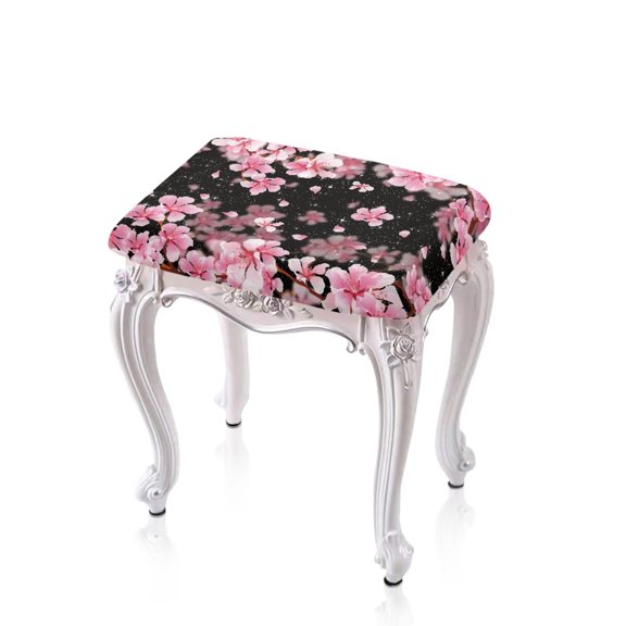 FOR U DESIGNS Cherry Blossom Pattern Stool Covers Rectangle 2 pcs Stretch Saddle Bar Stool Slipcover Anti-Dust Bench Seat Protector Vanity Stool Cover for Kitchen Counter