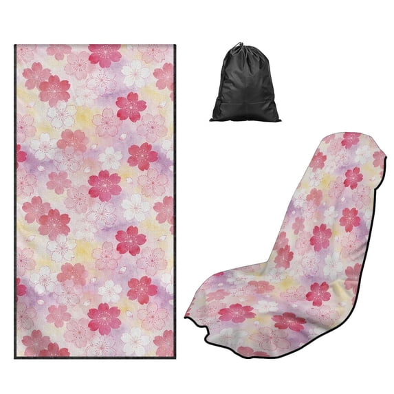 FOR U DESIGNS Cherry Blossom Print Automotive Seat Covers Multifunctional Car Towels, Yoga Mat Towel, Washable Universal Fit Seat Protector for Front Seats, 2 Pack