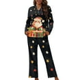 thumbnail image 1 of FOR U DESIGNS Christmas Santa Claus Pajamas Set Long Sleeve Sleepwear Womens Set of 2 Size M Button Down Nightwear Soft Pj Loungewear with Pockets Jogger Winter, 1 of 7