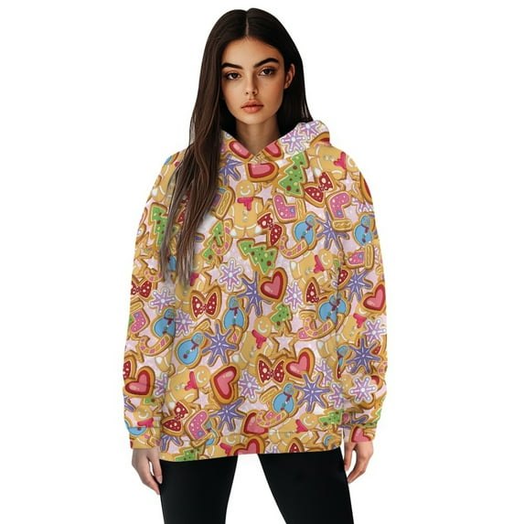 FOR U DESIGNS Christmas Tree Hooded Pullover Oversized Sweatshirt Women Tunics Casual Shirts Long Sleeve Hoodie Pullover Size 2XL Women Activewear Loose Fit Tops Winter