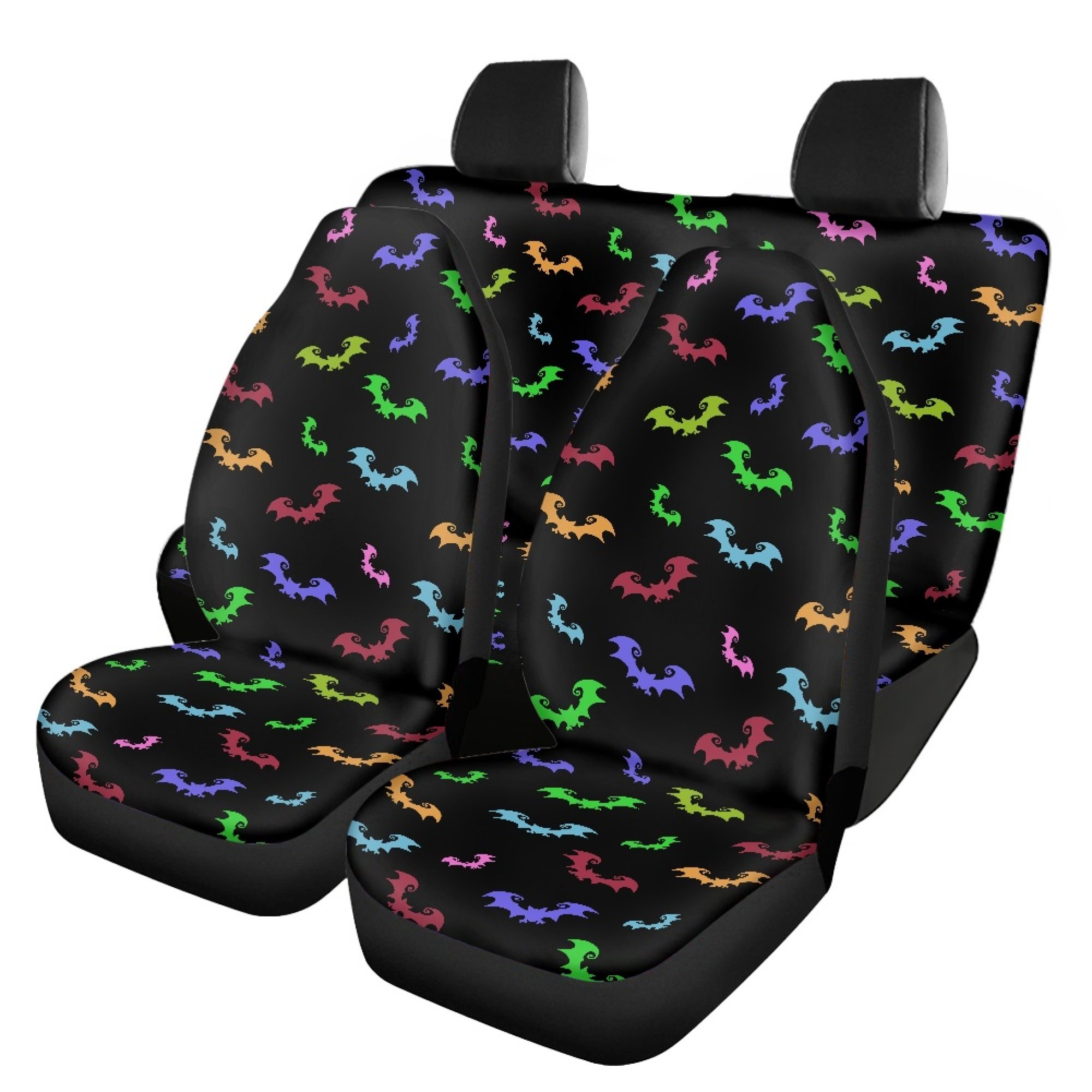 FOR U DESIGNS Colorful Bat Print Car Seat Covers Full Set Non-Fading ...