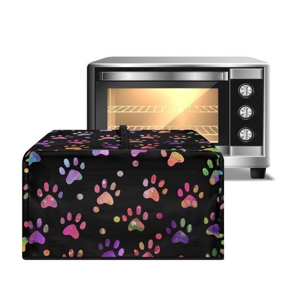 FOR U DESIGNS Colorful Dog Paw Print Microwave Oven Dust Cover Dust-Proof Microwave Oven Folding Covers Washable Lid for Air Fryer Toaster Oven (18.25" W x 14.5" D x 11" H)-S