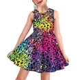 thumbnail image 1 of FOR U DESIGNS Colorful Leopard Print Tank Top A Line Dress for Girls Novelty Sleeveless High Waistline Swing Dress Skin Friendly Pleat Dress Going Out School Dresses Size 9-10, 1 of 6