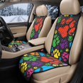 thumbnail image 1 of FOR U DESIGNS Colorful Paws Print Car Front Seat Covers Car Seat Protector Heavy Duty, Breathable Fabric, All Season Automotive Seat Cover Fits SUVs Sedan Vans, 1 of 7