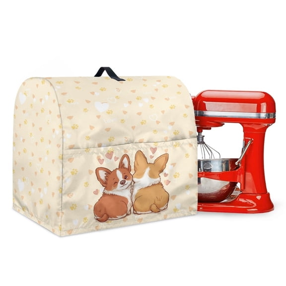 FOR U DESIGNS Corgi Heart Stand Mixer Cover compatible with Kitchen Aid Mixer Wear-Resistan Food Processor Covers Home Decor with Pocket and Organizer Bag - S