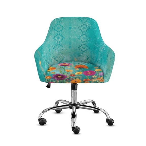 FOR U DESIGNS Cosmos Flower Geometric Pattern Dining Chair Slipcovers Stretch Leisure Arm Chair Protector Wear-Resistan Bar Stool Covers with Armrest, Home Decor Accessories