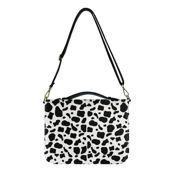 FOR U DESIGNS Cow Print Bible Case with Shoulder Strap Bible Bags for Women PU Leather Personalized Book Organizer Bag Size M Wear Resistant Bible Holder Bag Zippered Bible Accessories