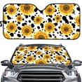 thumbnail image 1 of FOR U DESIGNS Cow Print Windshield Car Sun Shade Sunflowers Car Sunshade for Car SUV Truck Vehicle Blocks Sun Glare UV and Heat Universal Fit Auto Interior Accessories, 1 of 5