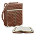 thumbnail image 1 of FOR U DESIGNS Cross Brown Pattern Bible Case Handbag with Handle Quilted Bible Holder Case Bible Journaling Supplies Bible Carrier Tote Bag for Bible Study/Daily Use, 1 of 7