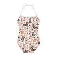 thumbnail image 1 of FOR U DESIGNS Dachshund Dog Floral One Piece Swimsuit for Kids Girls 7-8 Years Old Fashion Halter Neck Off Shoulder Swimwear Summer Toddler Athletic Bathing Suit, 1 of 6