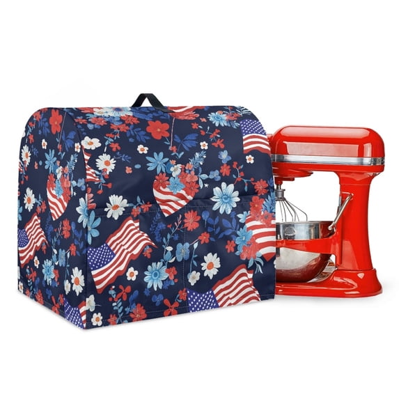 FOR U DESIGNS Daisy American Flag Kitchen Aid Mixer Cover with Pocket Wear-Resistan Mixer Dust Covers Multi Pockets Compatible with Kitchen Aid 6-8 Quart Bowl Lift - S