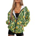 thumbnail image 1 of FOR U DESIGNS Daisy Lemon Zip Up Hoodies for Women Oversized Hoodie Size XS Long Hooded Sweatshirt Zipper Women Down-Shoulder Collar Activewear with Pockets Fall, 1 of 7