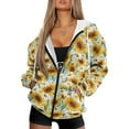 thumbnail image 1 of FOR U DESIGNS Daisy Sunflower Hoodies with Zipper for Women Oversized Trendy Hoodie Size L Comfortable Hooded Zip Up Sweatshirt Women Down-Shoulder Collar Sportswear, 1 of 7