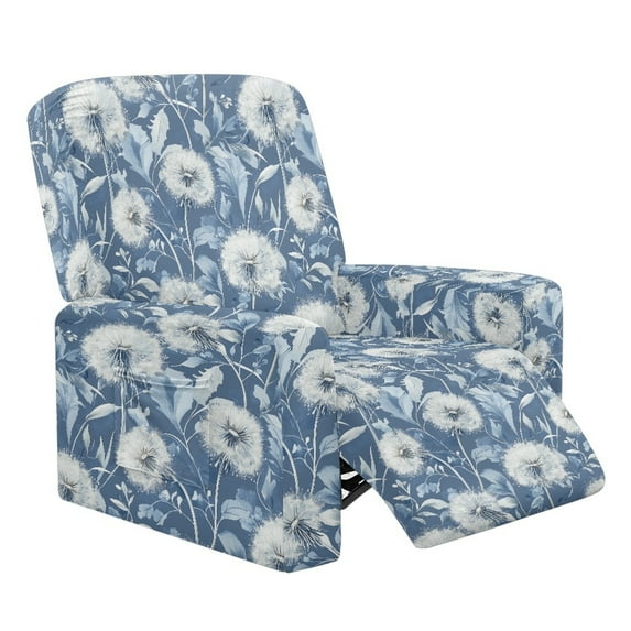 FOR U DESIGNS Dandelion Pattern Recliner Chair Covers Stretch Lazy Boy Recliner Covers Protector with Armrest, Reusable Reclining Slipcovers with Storage Pocket