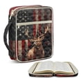 thumbnail image 1 of FOR U DESIGNS Deer American Flag Pattern Bible Cover Case Lightweight Bible Carrying Case Quilted Book Cover Bibles Organizer Cases Bible Carrier with Handle and Zipper, 1 of 7
