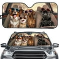 thumbnail image 1 of FOR U DESIGNS Dog Cat Car Sun Shade Windshield Foldable Windshield Visor Auto Front Window Sun Shade for Truck Van SUV Sedan Interior Decor, Universal Fit, 1 of 5