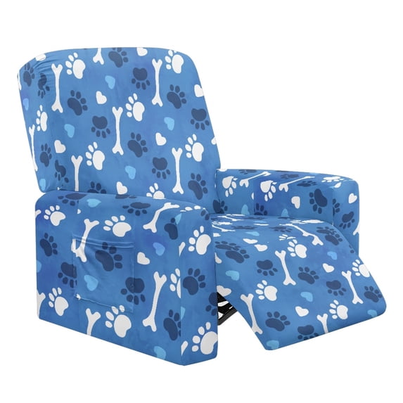FOR U DESIGNS Dog Paw Bone Pattern Recliner Chair Covers 4-Pieces Comfortable Chair Covers for Living Room Anti-Dust Furniture Protector Home Decor Accessories