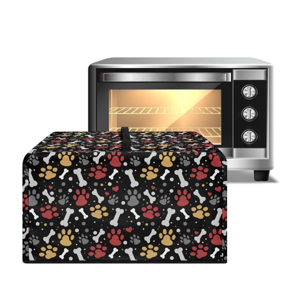 FOR U DESIGNS Dog Paw Bone Print Microwave Oven Dust Cover Wear-Resistan Lid for Air Fryer Toaster Oven Dust-Proof Microwave Oven Folding Covers, 18.25 x 14.5 x 11 inches-S
