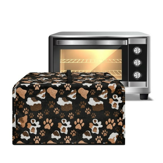 FOR U DESIGNS Dog Paw Cow Pattern Microwave Oven Dust Cover Dust-Proof Shield for Countertop Appliances Foldable Kitchen Appliance Protector with Top Handle-L
