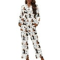 thumbnail image 1 of FOR U DESIGNS Dog Paw Dachshund Pajamas Sets for Women 2 Piece Size XL Pants Button Up Sleepwear Long Sleeve V-neck Tops for Womens Nightwear Sets Button Front, 1 of 7