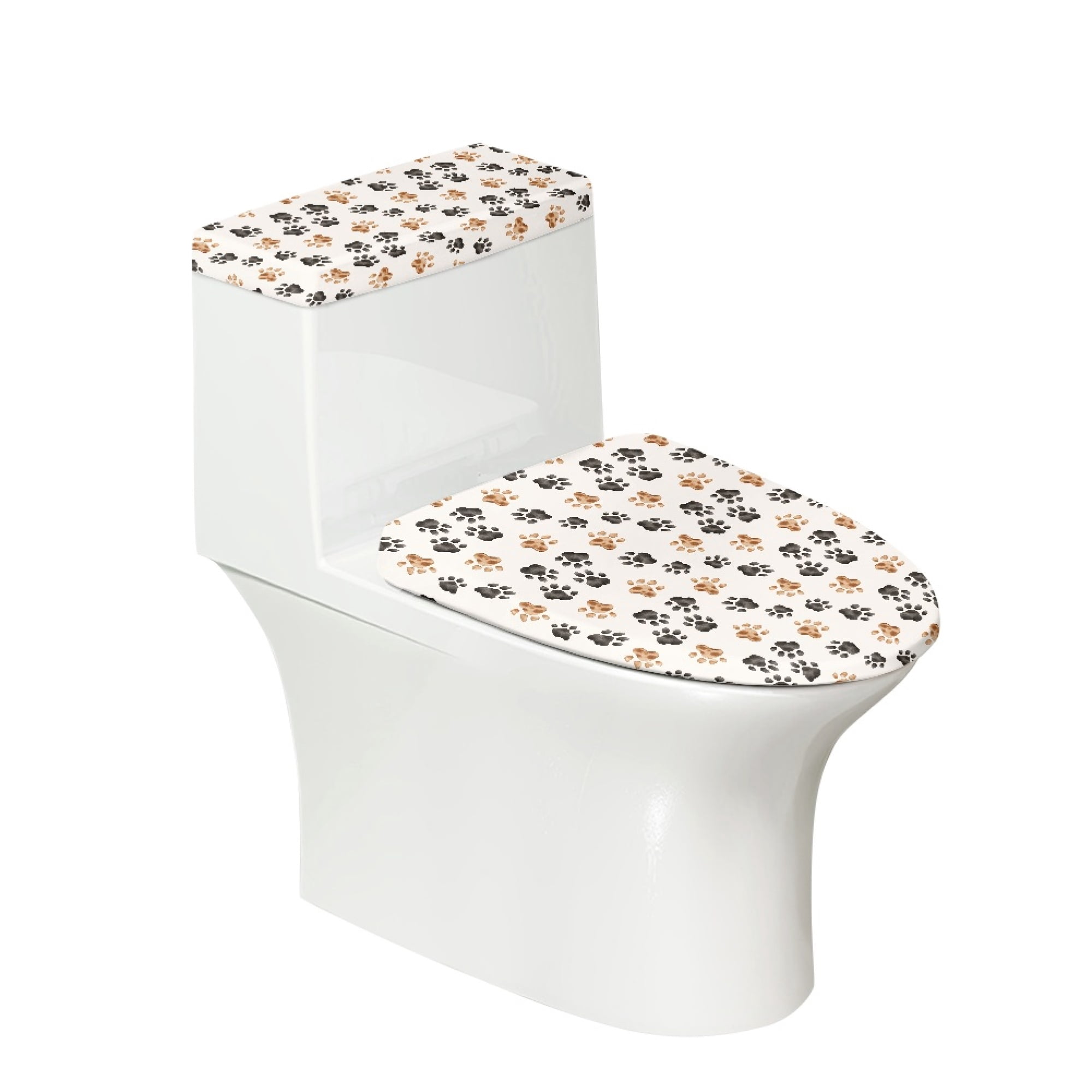 FOR U DESIGNS Dog Paw Pattern 2 Pieces Toilet Lid Cover and Toilet Tank ...