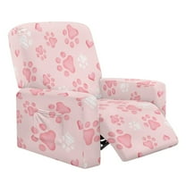 FOR U DESIGNS Dog Paw Pink Print Recliner Chair Covers 4-Pieces Stretch Recliner Couch Covers Comfortable Sofa Couch Cover Furniture Protector Home Decor Accessories
