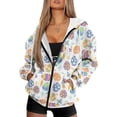 thumbnail image 1 of FOR U DESIGNS Easter Egg Zipper Hoodies for Women Oversized Trendy Hoodie Size XS Lightweight Hooded Zip Up Sweatshirt Women Activewear Tops Long Sleeve Sportswear, 1 of 7