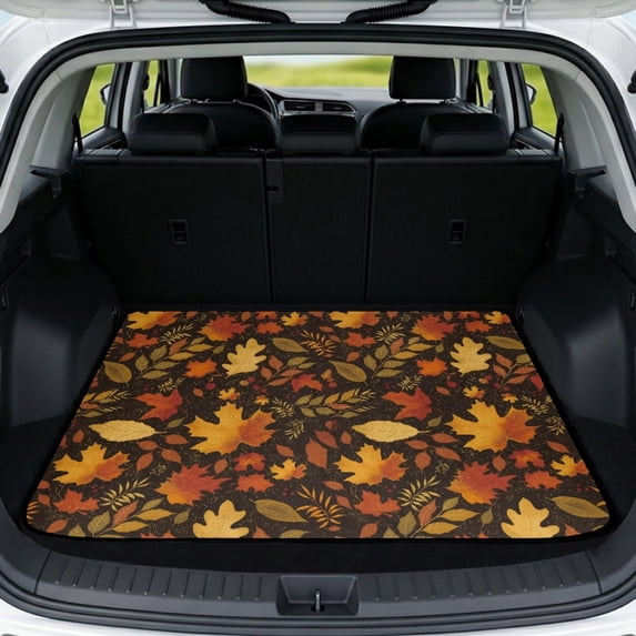 FOR U DESIGNS Fall Maple Leaves Print Durable Car Trunk Mat Cargo Liner Non-Slip All Weather Rear Trunk Protection Easy Clean Cargo Liner for Most Car Models