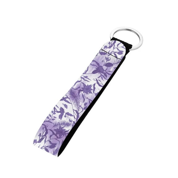 FOR U DESIGNS Fashion Keychain Wristlet for Women Purple Flower Hand Wrist Lanyard Key Chain Holder Lightweight Car Key Chains with Hand Wrist Lanyard