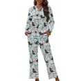 thumbnail image 1 of FOR U DESIGNS Flower Dachshund Pajama Sets for Women 2 Piece Button Down Long Sleeve Pants and V-neck Tops Size 2XL Button Up Night Shirts for Women Sleepwear Pj, 1 of 7