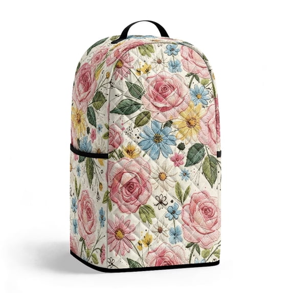 FOR U DESIGNS Flower Daisy Print Kitchen Appliance Cover Stain Resistant Washable, Stain Resistant, with Top Handle & 2 Pockets, Dustproof, Fits Stand Mixer