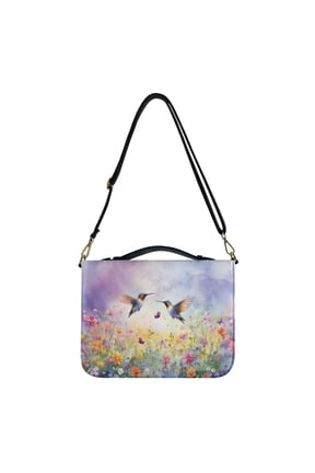 FOR U DESIGNS Flower Hummingbird Bible Case with Strap Sturdy Bible Protector Waterproof Leather Bible Bags for Women Tote Bag Size M Convenient to Use Holistic Leather Bible Bags Personalized