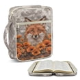 thumbnail image 1 of FOR U DESIGNS Fox Poppy Flower Print Lightweight Bible Carrying Case with Handle Large Capacity Church Bag Bible Protective Bible Journaling Supplies Christian Gifts, 1 of 7