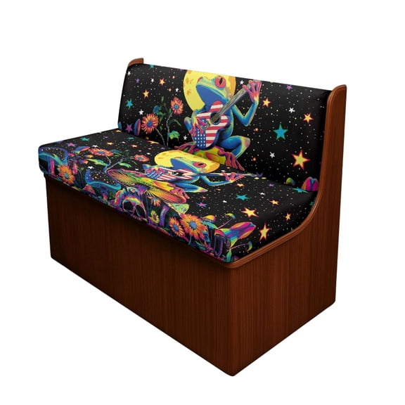 FOR U DESIGNS Frog Guitar Flower Galaxy Print 2 Pack RV Dinette Cushion Covers Stretch Camper Cushion Slipcover Replacement RV Couch Cover Furniture Protector for RV Camper Car Bench